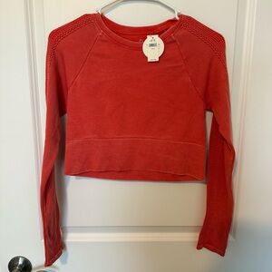 Offline Bright Orange Long Sleeve Cropped Shirt